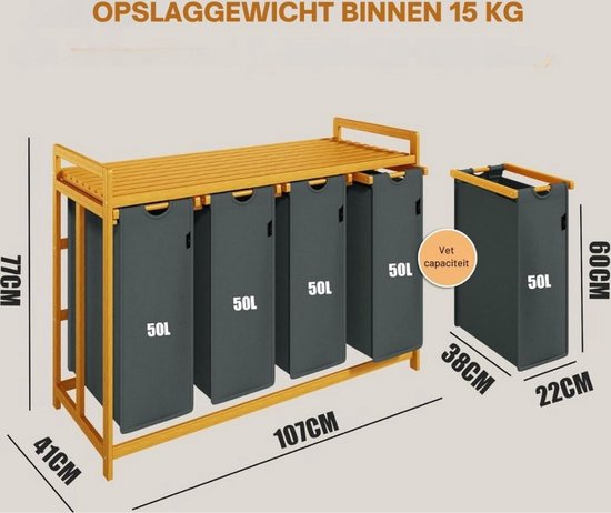 Lucy's Living Opbergmand met 4 compartimenten - 4 vakken - Opbergbox