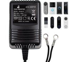 Tool Meister BA18 - Adapter voor Smart Deurbel - Universele Beltransformator - Beltrafo - Transformator - Op Maat voor Google Nest, Eufy, Ring, Zedar, TP-Link, Arlo, Ezviz, Blink, Netatmo, Hombli - 5 Meter Kabel - AC/AC -18V - 1A - 18VA (18W)