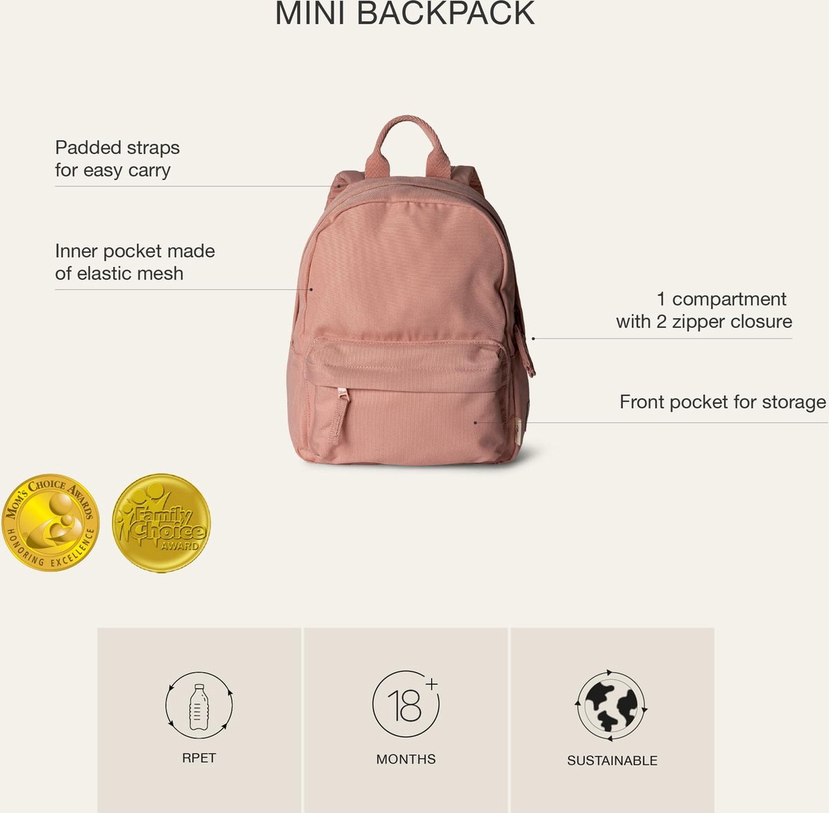 BEAU by Bo Citron Back to School set - Kleuterrugzak/Lunchbox/Snackdoos/RVS Drinkfles - Ballerina