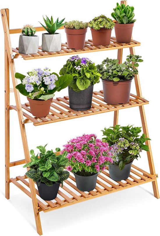 Olly & Rose Premium Bamboe Plantenstandaard - 2-laags Houten Plantenstandaard voor Planten 31 cm Diameter Plantenstandaard Olly & Rose Premium Bamboe Plantenstandaard - 2-laags Houten Plantenstandaard voor Planten 31 cm Diameter Plantenstandaard