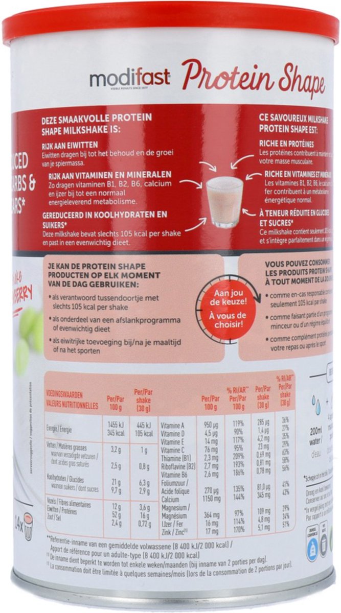 Modifast Protein Shape - Milkshake - Aardbei - 420 g van Merkloos — afbeelding 4