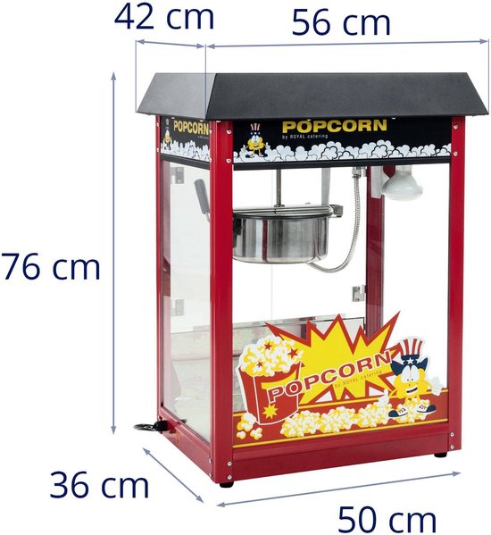 Popcornmachine - 1500 W - Zwart dak - Royal Catering — afbeelding 2