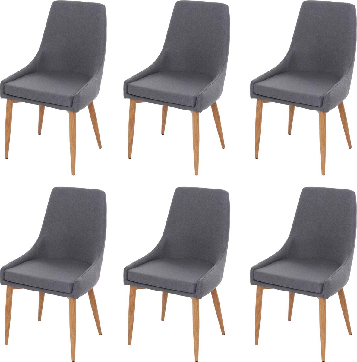 Cosmo Casa 6-delige Eetkamerstoel Set - Retro Design Keukenstoel - Stof - Donkergrijs