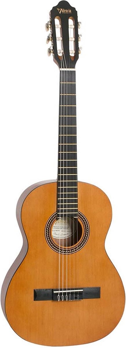 Valencia VC203H klassieke gitaar 3/4, hybride hals, sitka sparren top, nato zij- & achterblad, satin finish antiek
