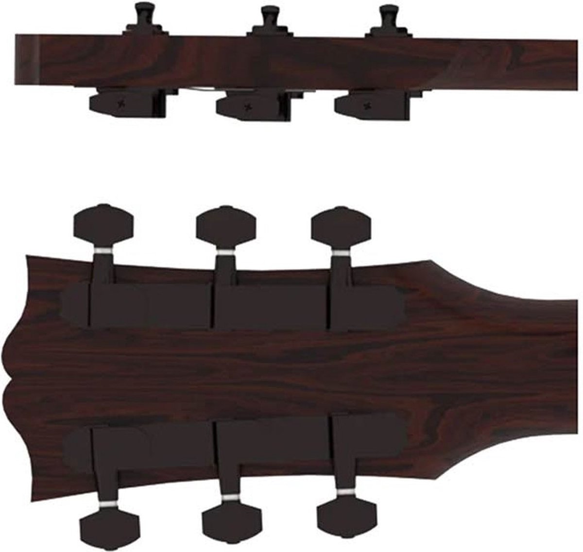 Hipshot HS6K2EN0B guitar tuner upgrade kit, 3+3 classic, closed black