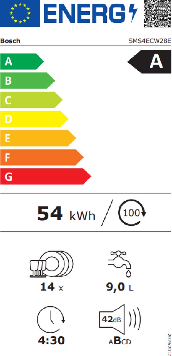 Bosch SMS4ECW28E - Serie 4 - Vrijstaande vaatwasser - 60 cm - Wit - Energielabel A - Extra droog optie - Home Connect - Vario Lade voor bestek en kookgerei — afbeelding 2