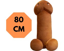 JustValue Penis Knuffel - 80 cm - Erotiek - Bodypillow - Piemel - Zacht - Kussen - Sex Toy - Beige - Bruin