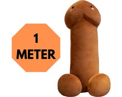 JustValue Penis Knuffel - 100 cm - Erotiek - Bodypillow - Piemel - Zacht - Kussen - Sex Toy - Beige - Bruin