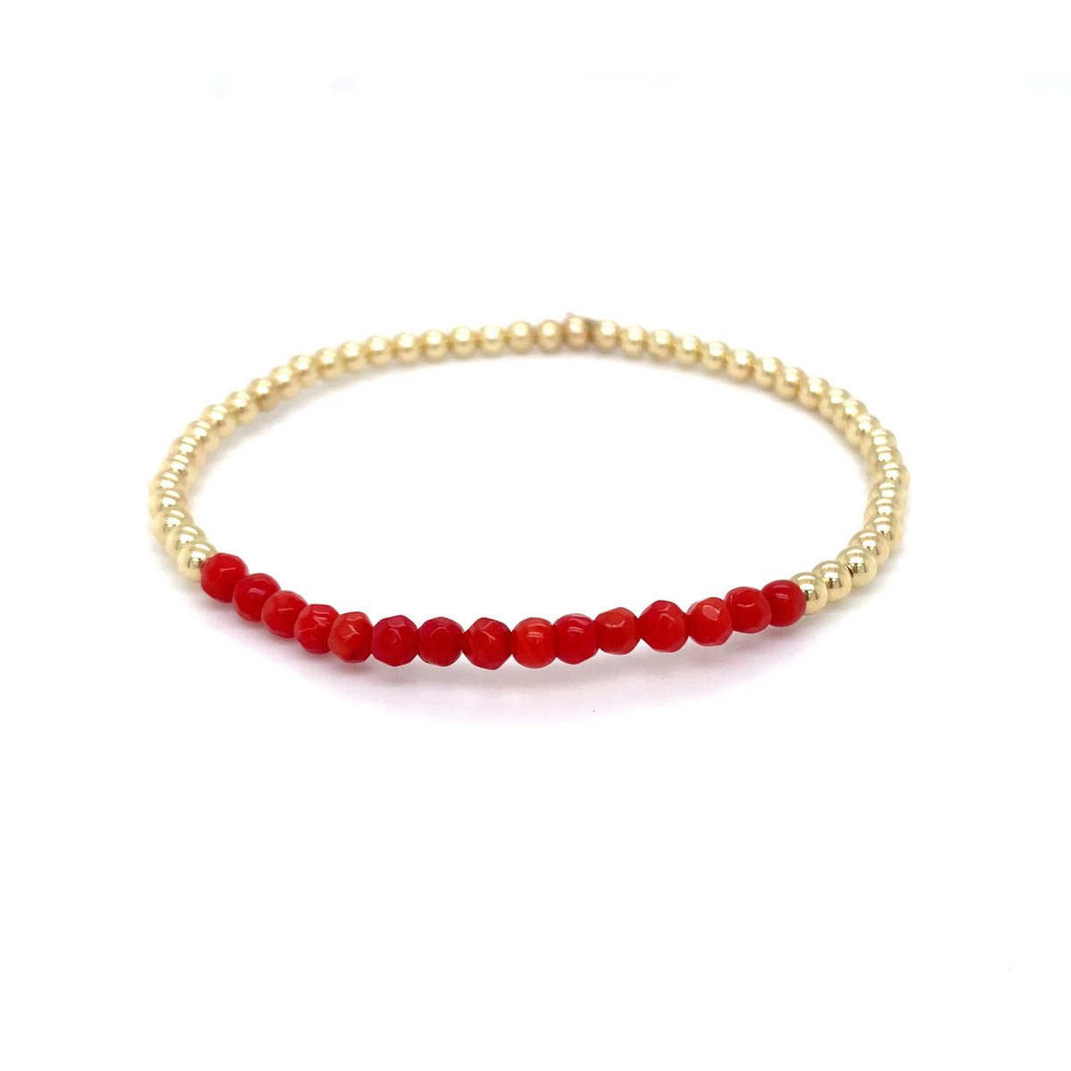 Pat's Jewels Armband - Kralen Armband - Dames Armband - Elastiek Armband - Gouden Bolletjes armband - Rood