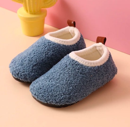 Kindersloffen van Baby-Slofje - Sloffen Kinderen - Pantoffels - Blauw - maat 32/33 - Anti slipzool - warme voeten - warme sloffen voor kinderen