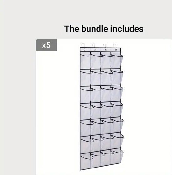 Étagère à chaussures Nivard - Banc à chaussures - Système de rangement Chaussures pour femmes - Organisateur de porte - Wit - 5 pièces