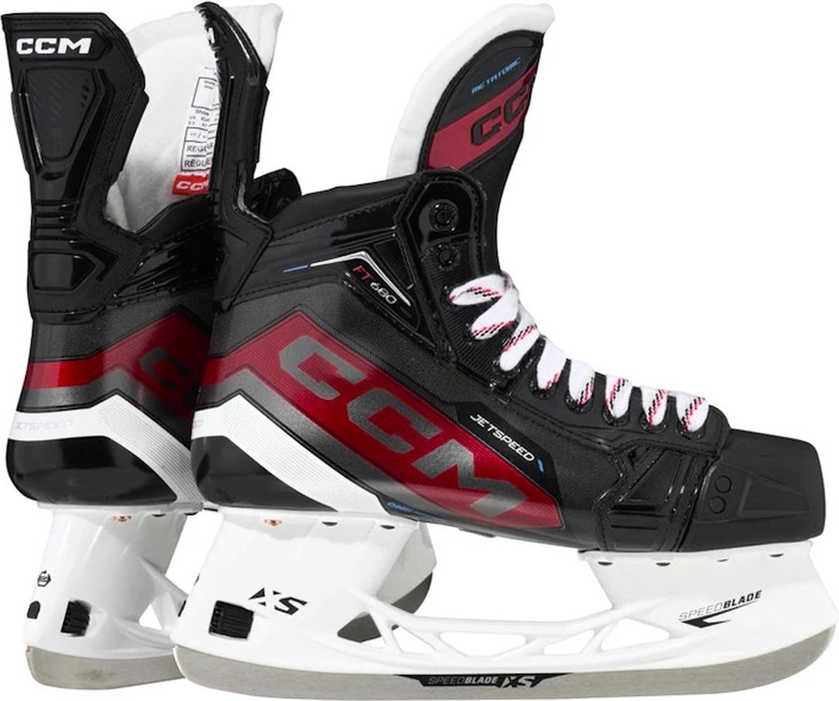CCM - Jetspeed FT680 - IJshockeyschaatsen - Schaatsen Heren - Volwassenen - Zwart - Lichtgewicht Energy Transfer & Responsieve Fit - Regular Fit - Maat EU 45