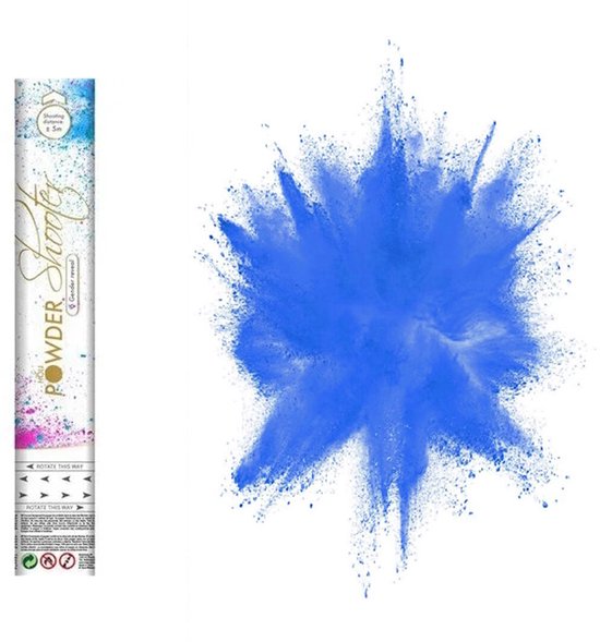 Ouais! Party Holi Powder Shooter Gender Reveal Blauw 30 cm