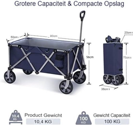 Bolderkar Met Duwstang - Ideaal Voor Kinderen en Transport van Strandwagen Deluxe — afbeelding 4