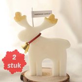 Kaars - Kerst Kaars - Set van 2 - Kerst Rendier - Wit - Christmas Deer - Aromatherapie Kaars - Figuurkaars