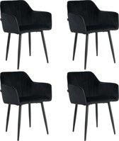 Chaises de salle à manger Lina® Rio - Zwart - Set de 4 - Velours