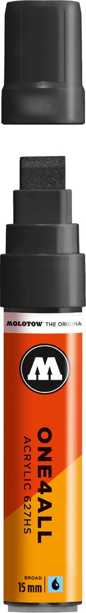 Molotow ONE4ALL 15mm Acryl Marker - Zwart - Geschikt voor vele oppervlaktes zoals canvas, hout, steen, keramiek, plastic, glas, papier, leer...
