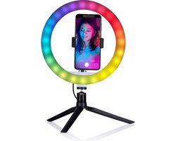 Grundig Selfie Ring Light met Statief - Ringlamp met 150 LED’s - TikTok Lamp - Selfie Ring Light met Telefoonhouder - Verstelbare Kleurmodi en Helderheid - Ringlicht voor Video’s en Foto’s