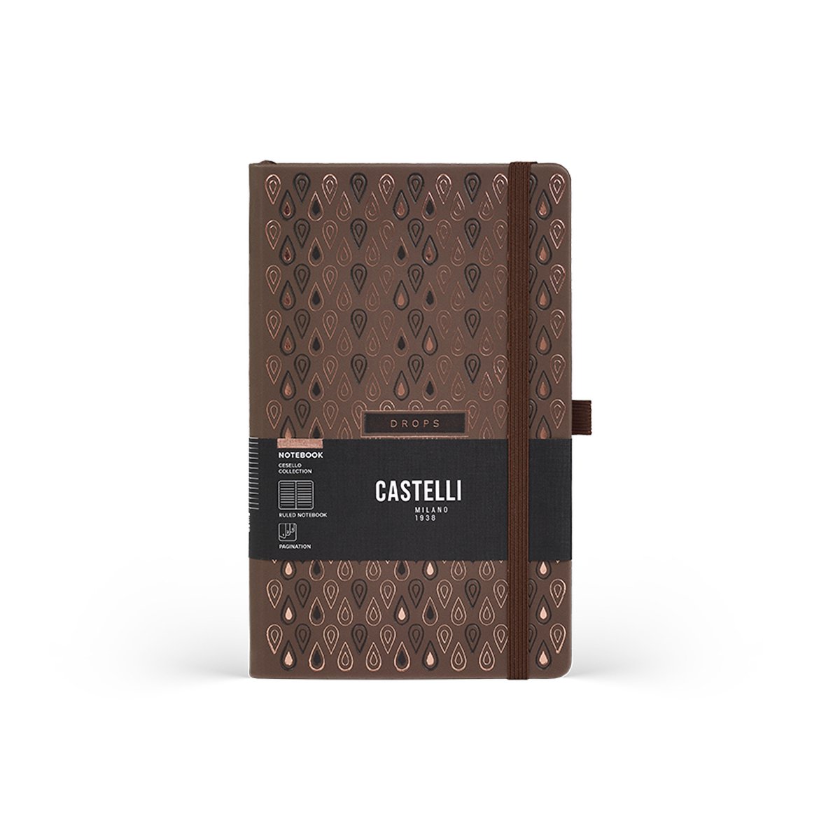 Castelli Milano A5 notitieboek Cesello - drops - inhoud met lijnen - 130x210 mm - Made in Italy
