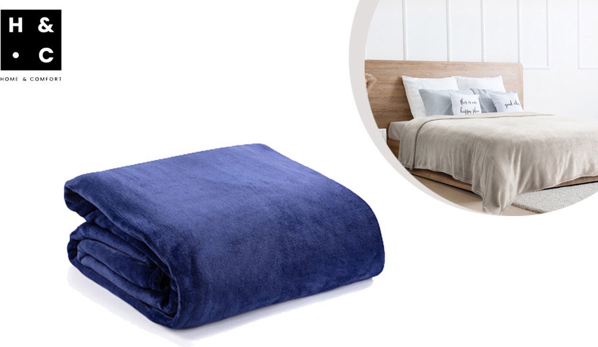 H&C Luxe Plaid 240x220 - Groot Deken - Extra Zacht - Blauw
