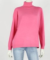 Dames col trui Roberta roze fijngebreid maat L/XL koltrui coltrui