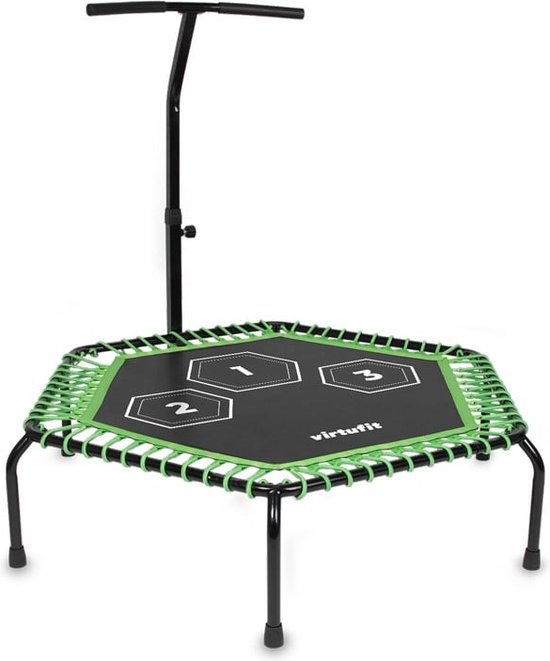 VirtuFit Fitness Trampoline Pro met Handvat - Verstelbare hoogte - Zwart - 127 cm springmat - Verstelbare Hoogte - Robuust en Betrouwbaar - Compact Design - Trampoline Fitness - Trampoline Fitness Handvat - Fitness Jump