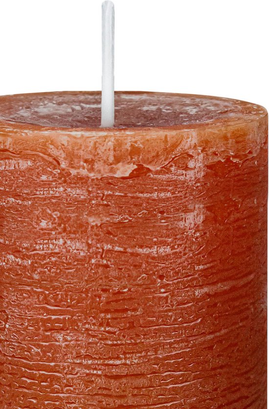 Wiedemann Bougie cylindrique/bougie pilier - 3x - bougie rustique - marron cognac - 7 x 16 cm - 66 heures de combustion