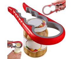 6-in-1 Opener I Multifunctionele Opener I Keuken Hulp opener I Pot I Fles I Bier I Zak I Doppen I Rood/Grijs 6-in-1 Opener I Multifunctionele Opener I Keuken Hulp opener I Pot I Fles I Bier I Zak I Doppen I Rood/Grijs