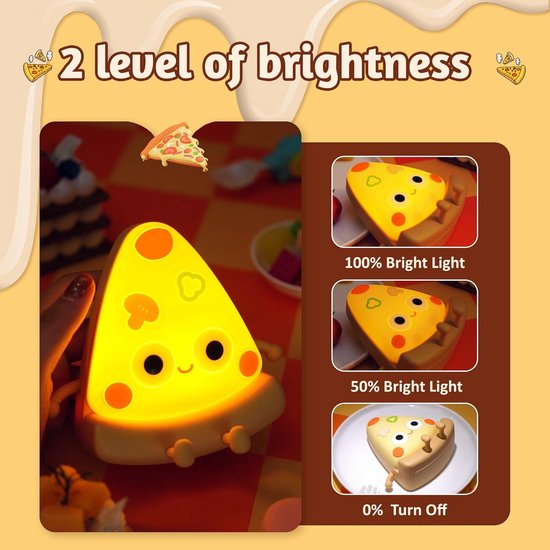 Nachtlampje- Pizza Nachtlampje-Kinderen-Babykamer-Leuke Pizzalamp-Volwassen-LED-Aanraaklicht-Timer-Pizza Licht van PRITECH — afbeelding 3