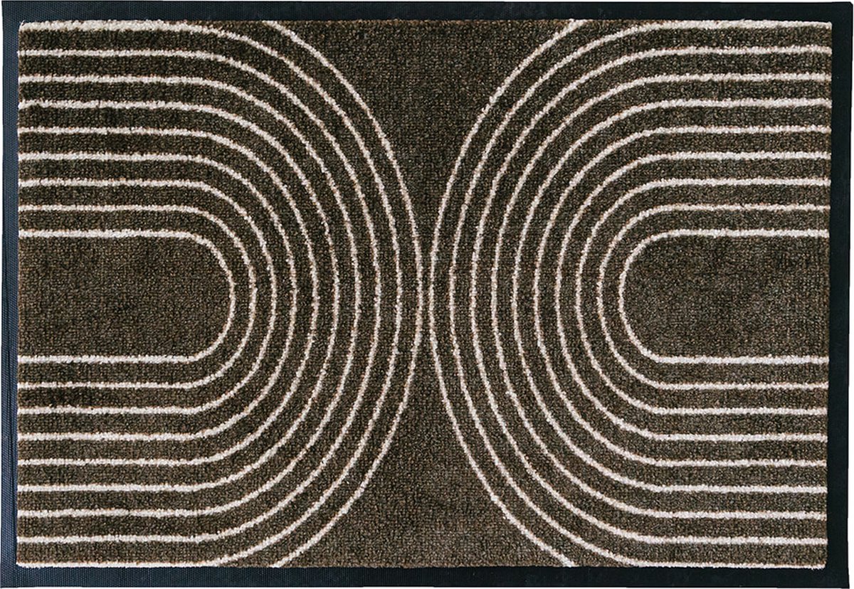 Mat Moments - Dusty organisch patroon - deurmat design taupe wit - wasbaar - droogloop/touch - 60x85cm