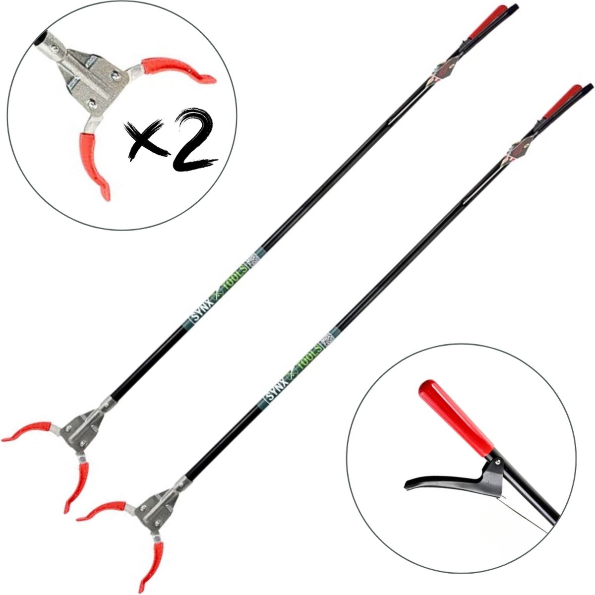 Goedkoopste Synx Tools Afvalgrijper 2stuks - met lange steel - 110cm - afvalgrijper voor zwerfvuil - afval grijper