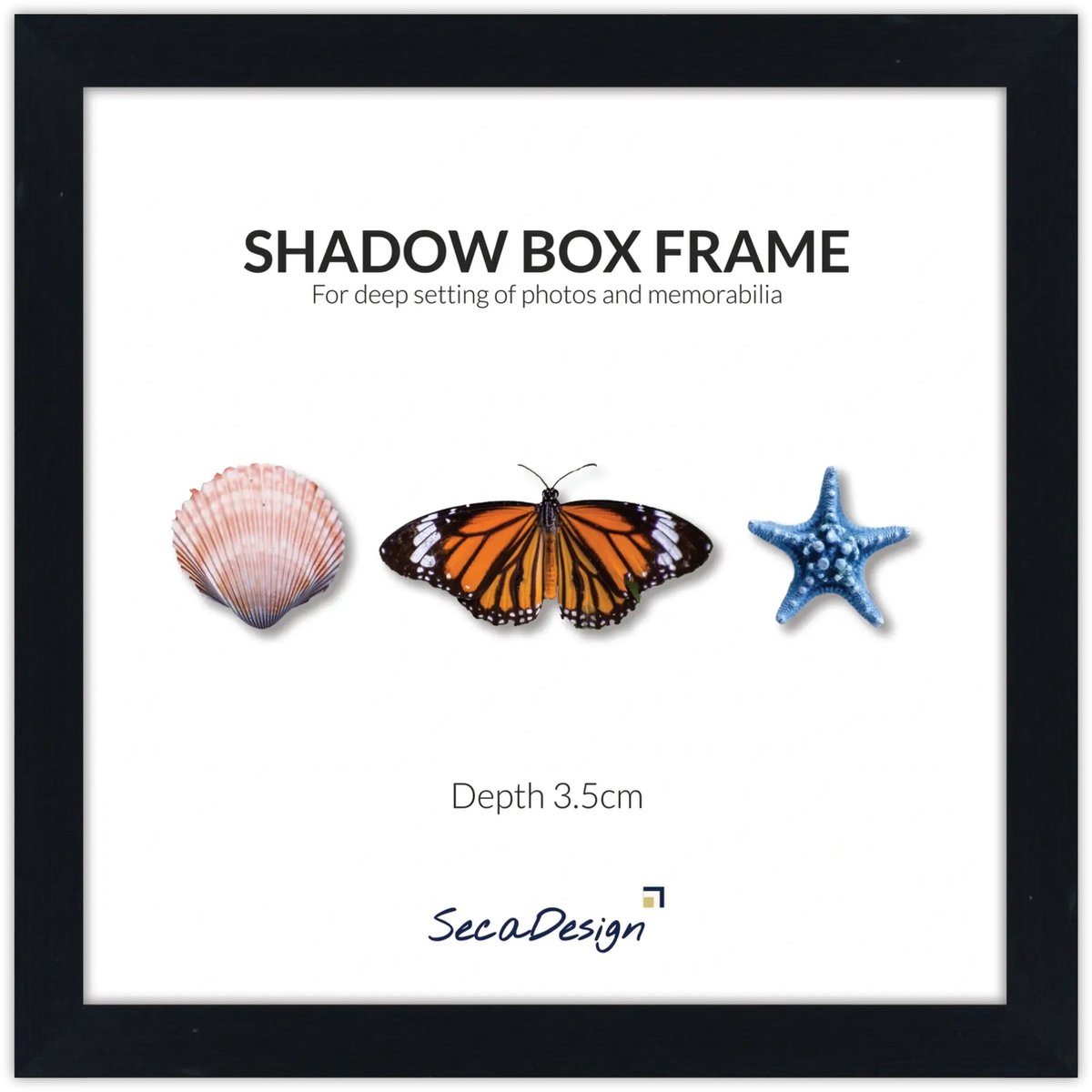 SecaDesign Fotolijst met diepte - 30x30 cm - Zwart - 3d lijst