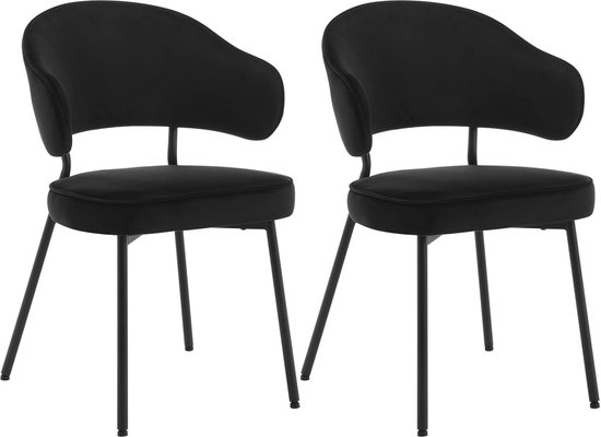 Duhome Eetkamerstoelen, set van 2, keukenstoel, woonkamerstoel, zitting van fluweel met metalen poten, beige