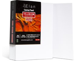 Elan Canvas Panelen 15x20 CM - 12-pack Art Board van 100% katoen - Zuurvrij