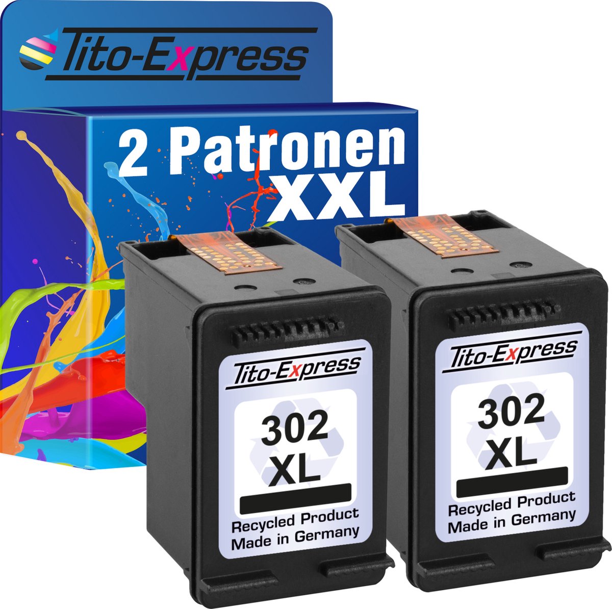 Set van 2x gerecyclede inkt cartridges voor HP 302 XL Zwart