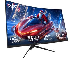 KTC H32S17 32 inch 1500R Curved Gaming Monitor 2560x1440 QHD 180Hz 16:9 ELED 99% sRGB HDR10 1ms MPRT Response Time Low-blue Compatible with FreeSync and G-SYNC USB HDMI2.0 2xDP1.4 Audio Out Flexible Adjustment with Sturdy Tripod VESA Mount Displayer