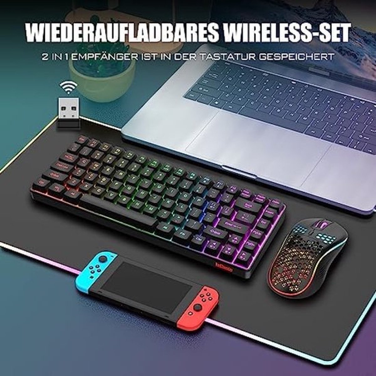 RedThunder 60% draadloos gamingtoetsenbord en muisset, QWERTZ DE lay RedThunder 60% draadloos gamingtoetsenbord en muisset, QWERTZ DE lay
