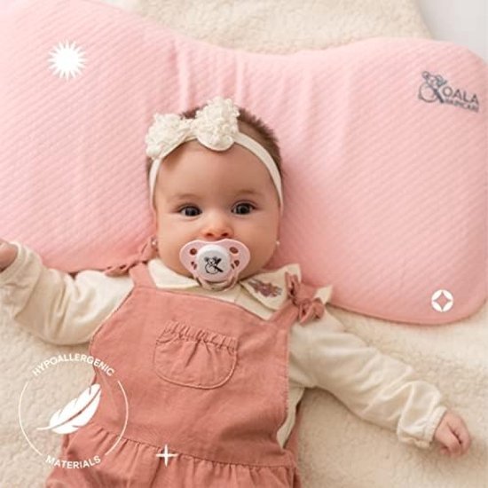 Koala Babycare Baby Kussen Plagiocefalie 0-36 maanden Afneembare Hoes (met 2 slopen) voor babybed ter Voorkoming plat Hoofd Traagschuim - Geregistreerd Design KBC