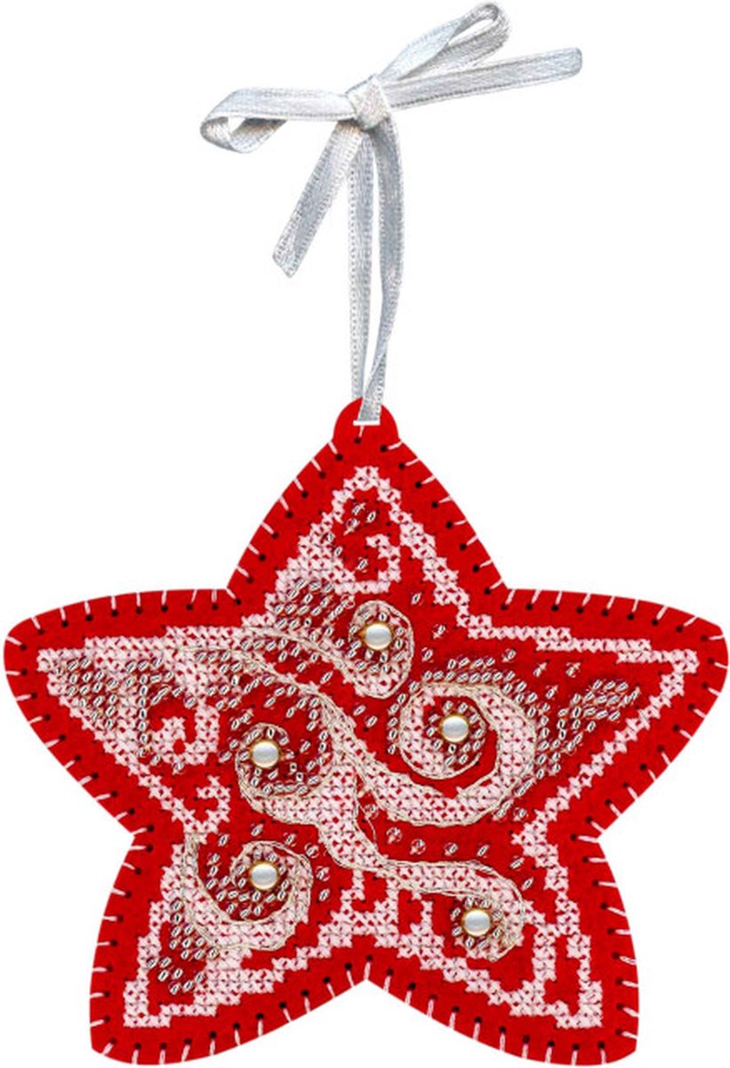 Kruissteek Borduurpakket Kerstboomhanger - Frost Patterns: Little Star ST-1092 (MP Studia)