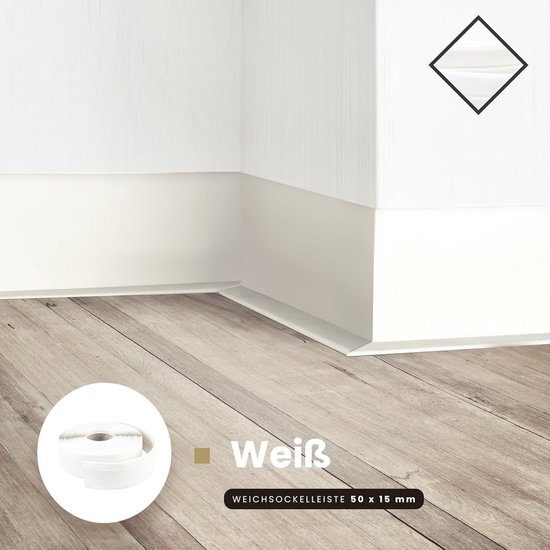 KARAT Zachte plint 19 x 19 mm, grijs 25 m - zelfklevende achterkant - plint van pvc voor keuken en badkamer, kniklijst, kleeflijsten individueel op maat te snijden, voegafdichtband (Riga