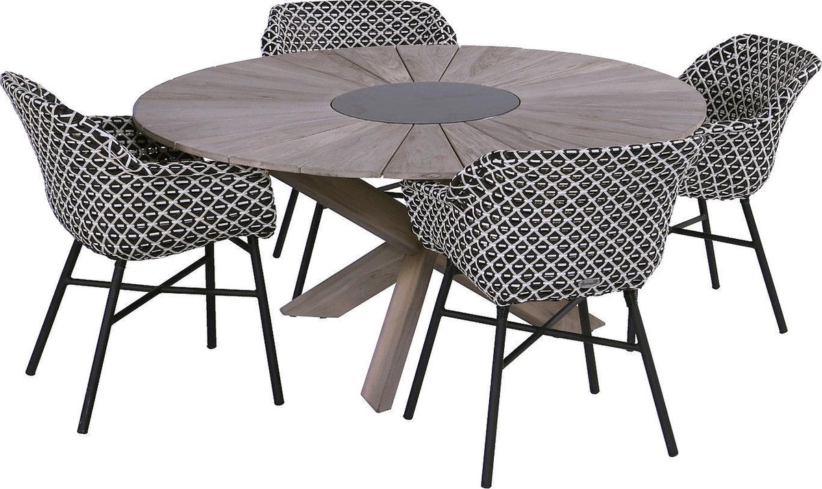 Hartman Delphine chaise de jardin dining - Noir/Blanc Wicker
