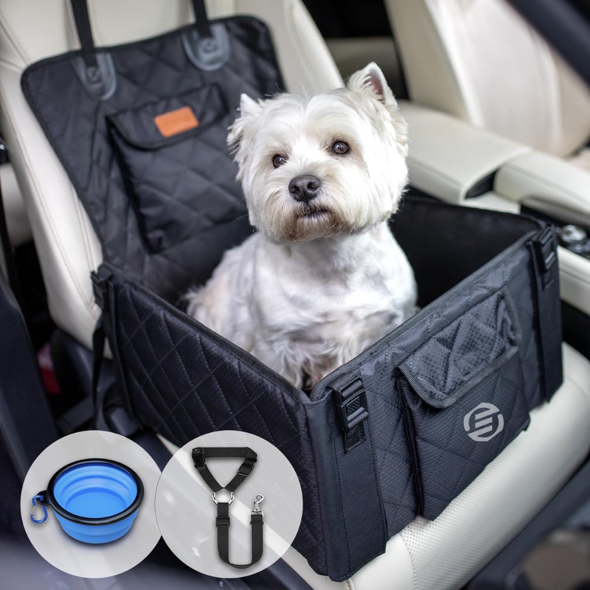 Equivera Hondenmand Auto - Autostoel Hond - Automand Hond - Hondenstoel Auto - Hondenmand Auto Achterbak - Hondenkussen Auto - Honden Mand Auto