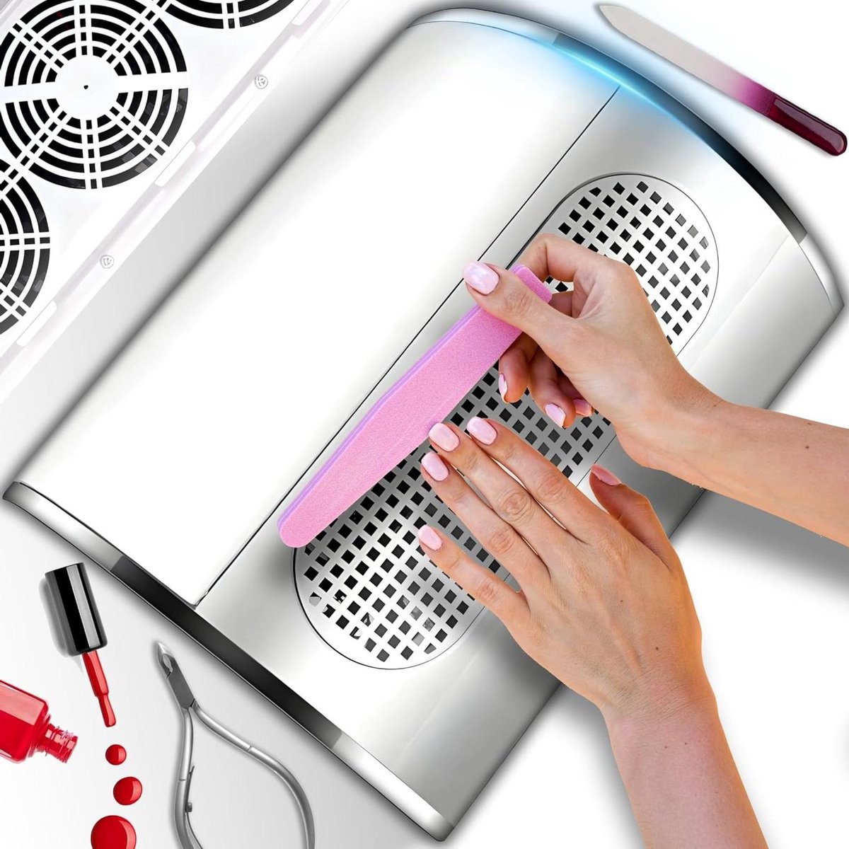 Goedkoopste 40 W Professional Nail Vacuum Cleaner - Acrylic Nails Gel Nails Callus Removal - Manicure Pedicure Personal Nail Salon White