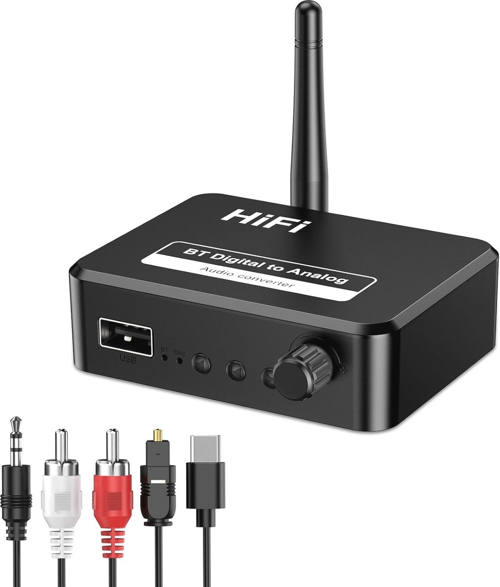 Bluetooth 5.1 Ontvanger - 3-in-1 Audio Adapter met USB-stick voor Draadloze Audiokoppeling