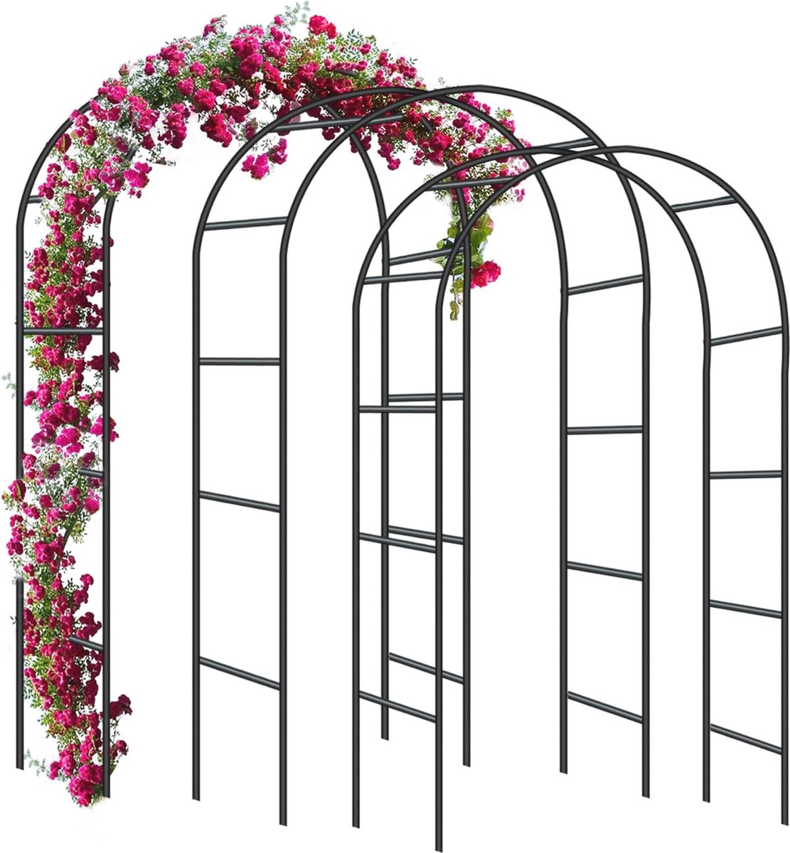Rozenboog voor Klimrozen - Tuindecoratie voor Pergola's - Metaal Boogsteun voor Klimplanten - 240 x 140 x 38 cm - Zwart