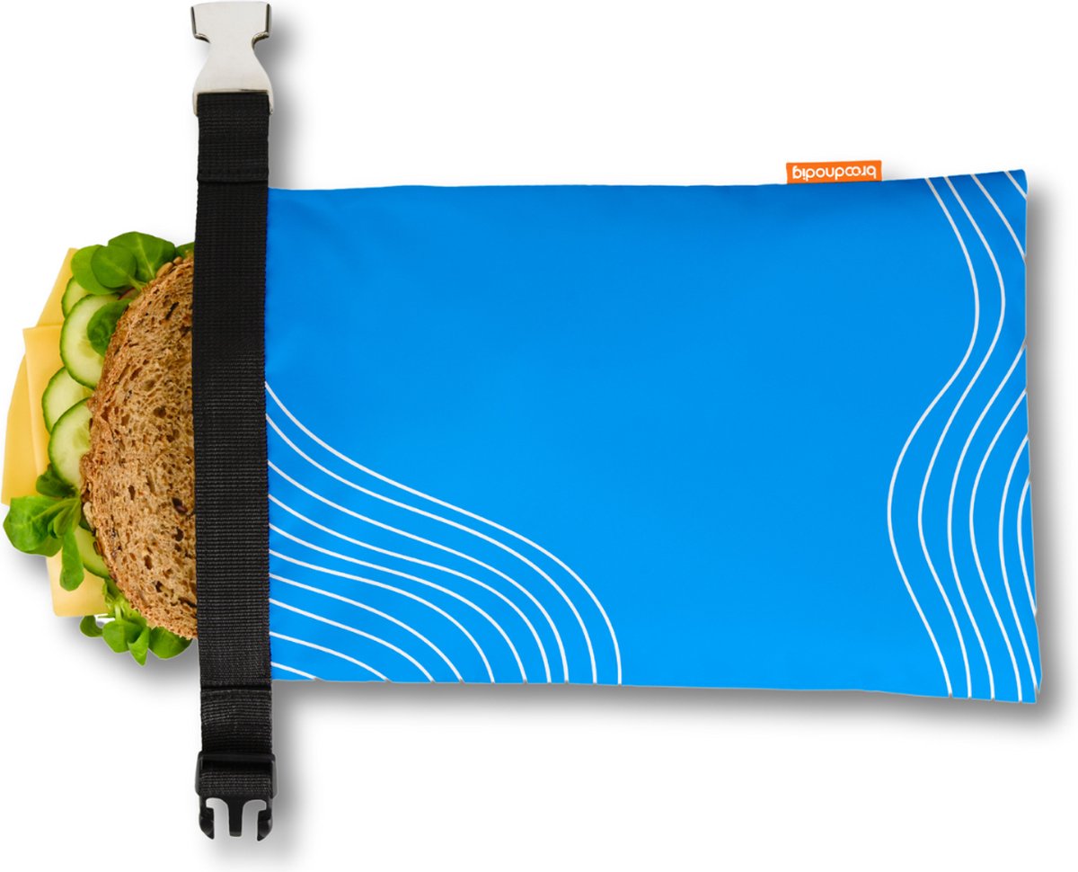 Broodnodig® - Herbruikbare Boterhamzak - van 100% Gerecyclede Flessen - Ideaal als Diepvrieszakjes - Lunchzak - Herbruikbaar Boterhamzakje - Foodwrap - Lunchbox - 30x20cm - Ocean Waves