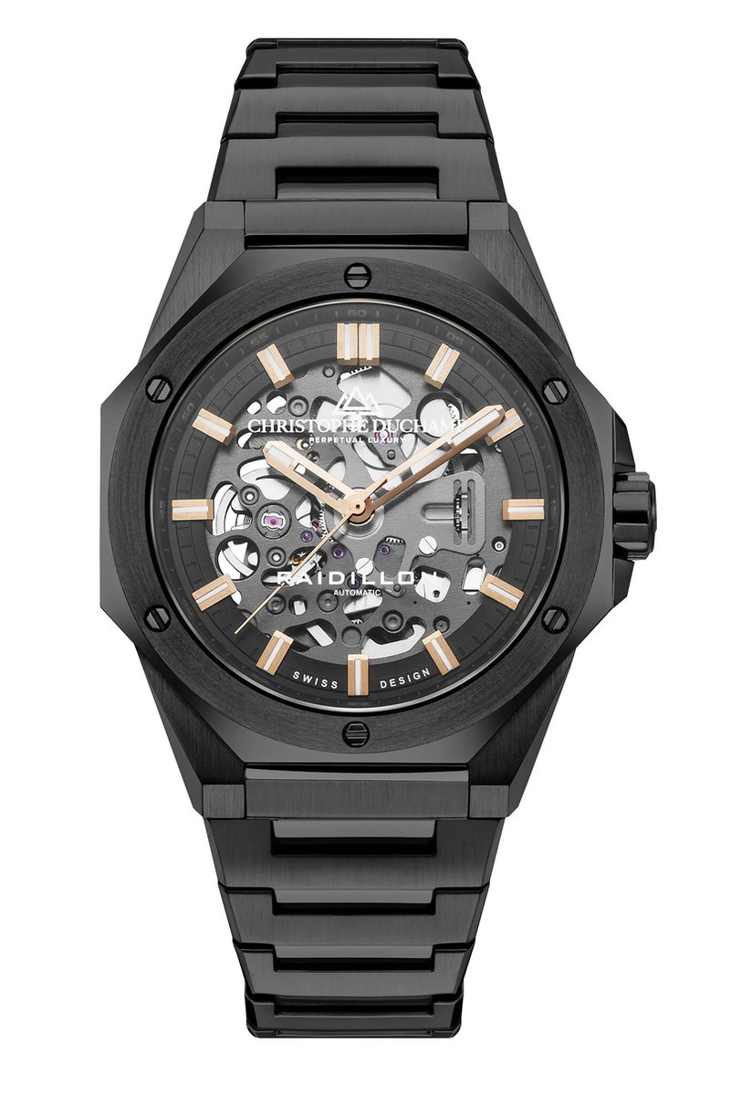 Luxe mannenhorloge Christophe Duchamp Raidillon Skeleton Automatic Black