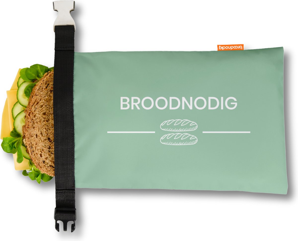 Broodnodig® - Herbruikbare Boterhamzak - van 100% Gerecyclede Flessen - Ideaal als Diepvrieszakjes - Lunchzak - Herbruikbaar Boterhamzakje - Foodwrap - Lunchbox - 30x20cm - Pastel Groen
