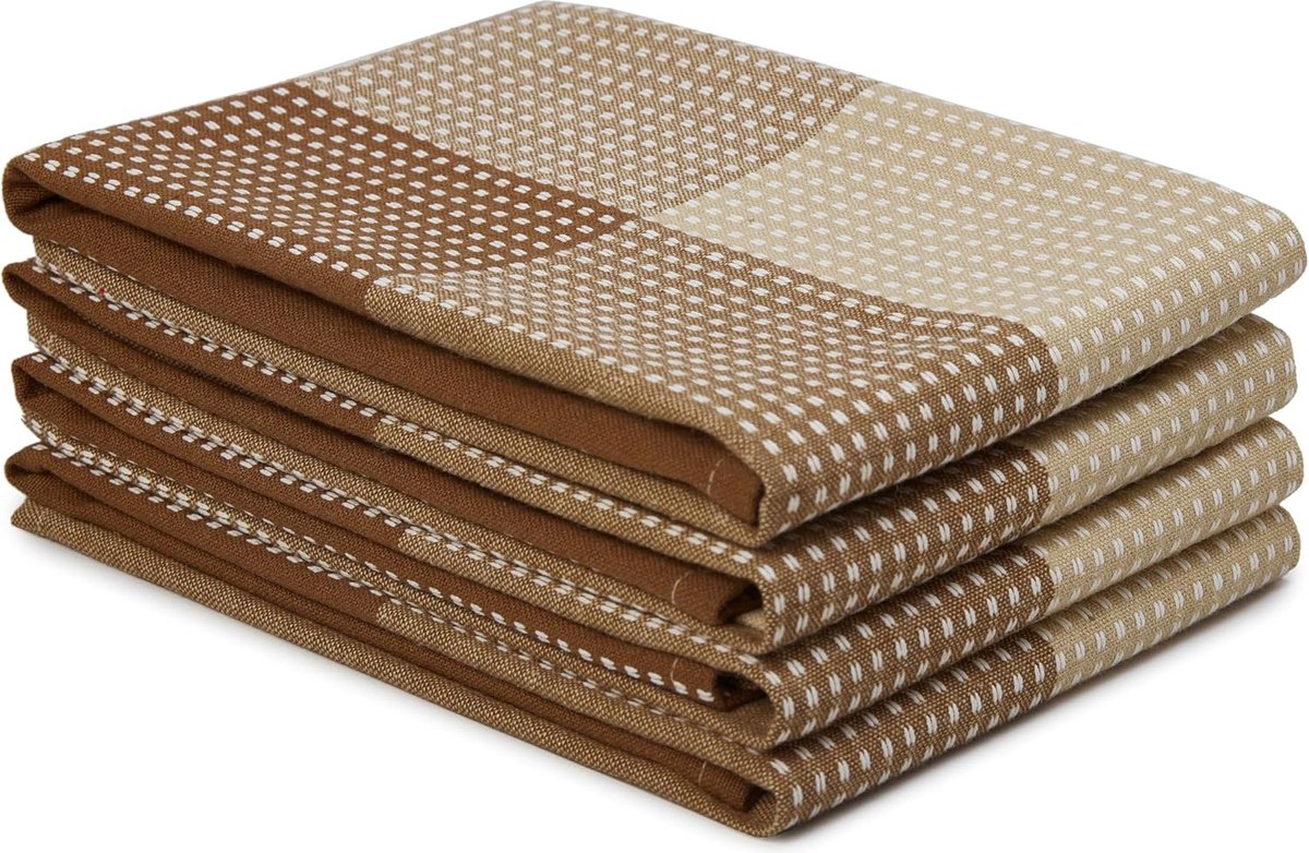 Set van 4 katoenen keukendoeken - super absorberend 70 x 45 cm, theedoeken en theedoeken voor het afwassen en drogen van servies - ultrazacht en duurzaam - verpakking van 4 stuks - beige