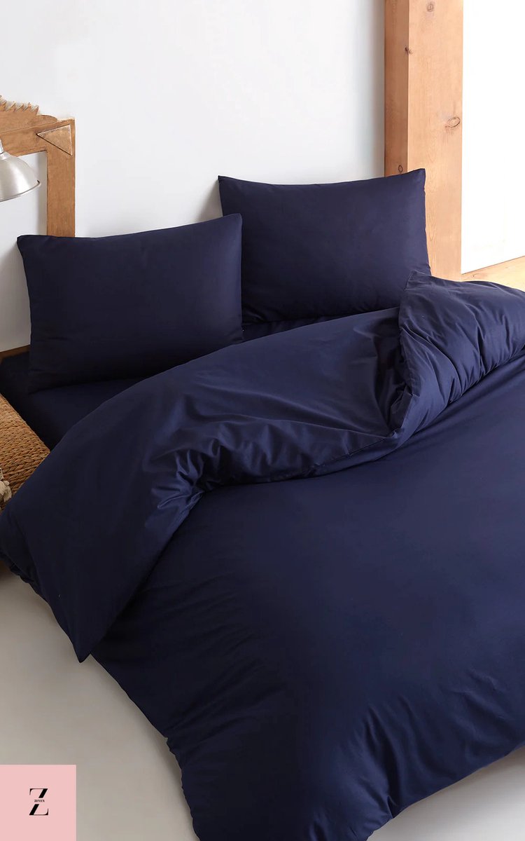 Zeven Cotton- Donkerblauw,Katoensatijn Dekbedovertrek 240*220 – Hoogwaardige Kwaliteit
